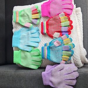Colorful Anti-Slip Kids Gloves Set - Fits Ages 6-12